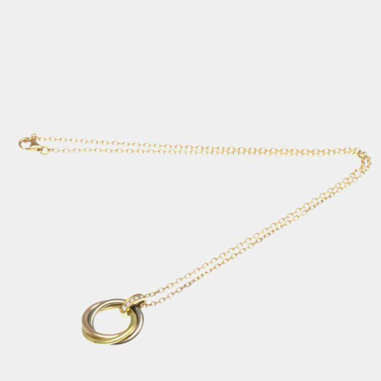 Pre Owned Cartier Trinity 18K Yellow, Rose, White Gold Diamond Necklace