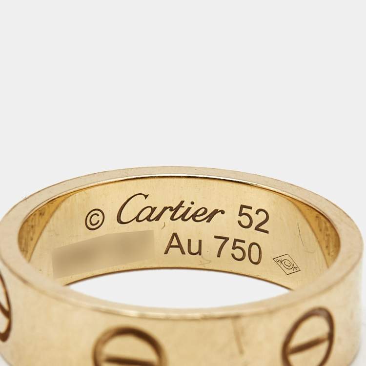 Pre Owned Cartier Love 18k Yellow Gold Band Ring Size 52