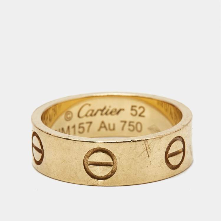 Pre Owned Cartier Love 18k Yellow Gold Band Ring Size 52