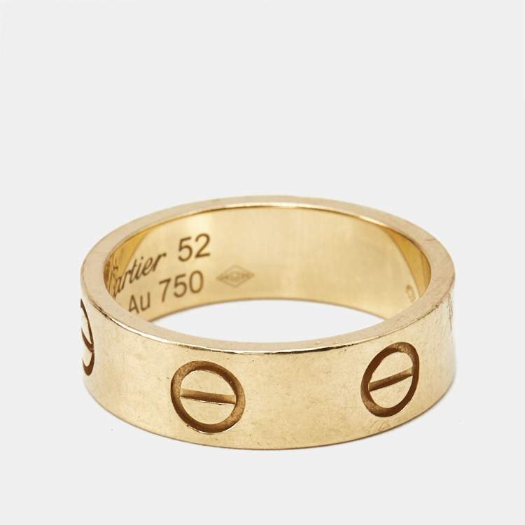 Pre Owned Cartier Love 18k Yellow Gold Band Ring Size 52