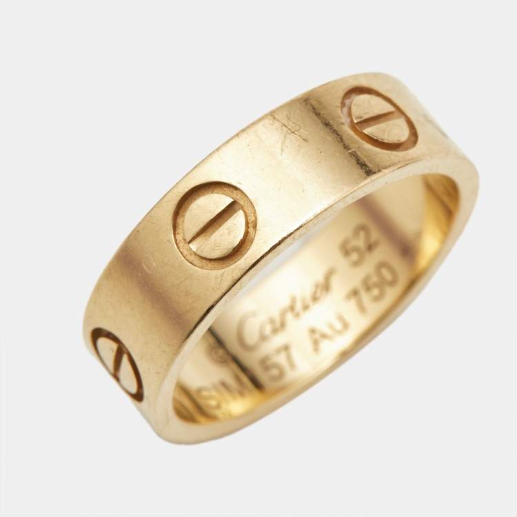 Pre Owned Cartier Love 18k Yellow Gold Band Ring Size 52