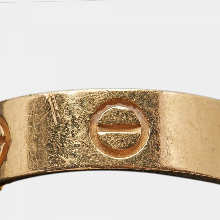 Pre Owned Cartier Love 18k Yellow Gold Band Ring Size 52