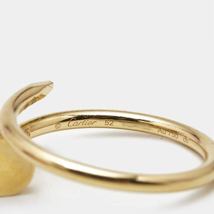 Pre Owned Cartier Juste Un Clou 18k Yellow Gold Small Model Ring Size 52