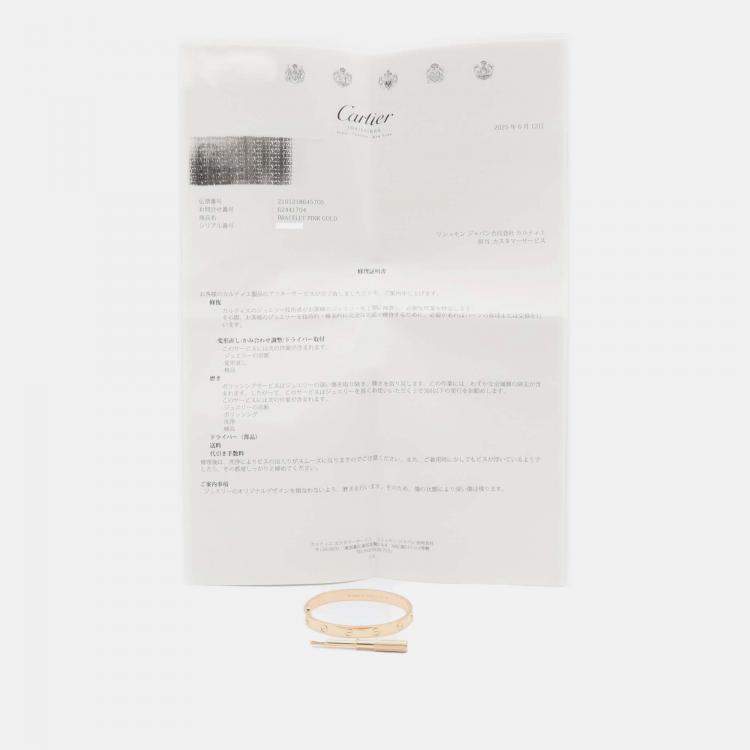 Pre Owned Cartier 18K Rose Gold Classic Love Bracelet