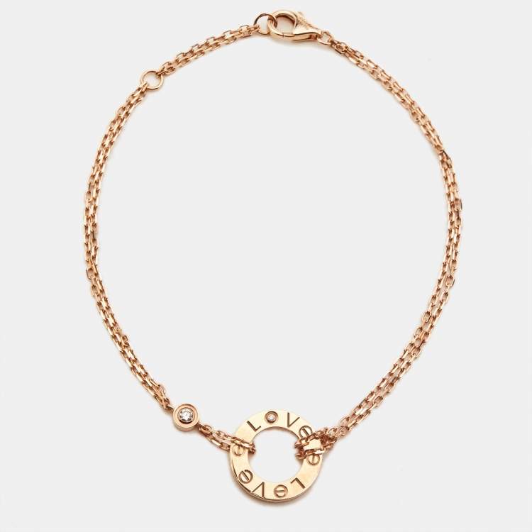 Pre Owned Cartier Love 2 Diamond 18k Rose Gold Bracelet