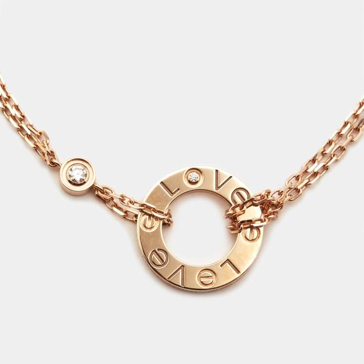 Pre Owned Cartier Love 2 Diamond 18k Rose Gold Bracelet