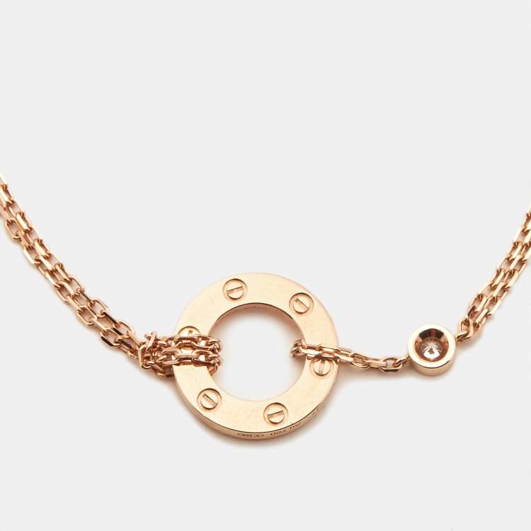 Pre Owned Cartier Love 2 Diamond 18k Rose Gold Bracelet