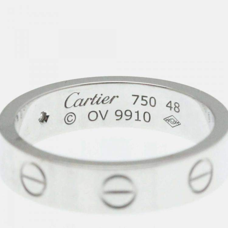 Pre Owned Cartier Love 18K White Gold, Diamond Ring EU 48