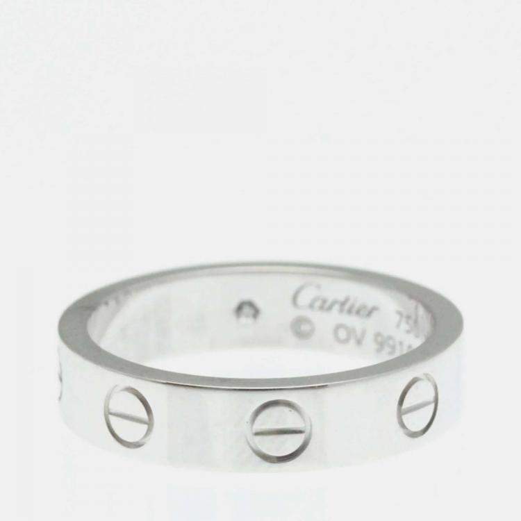 Pre Owned Cartier Love 18K White Gold, Diamond Ring EU 48