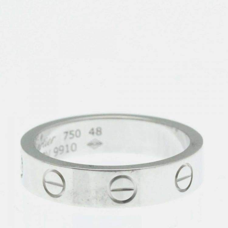 Pre Owned Cartier Love 18K White Gold, Diamond Ring EU 48