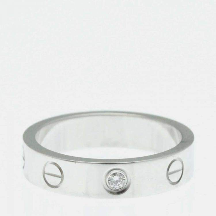 Pre Owned Cartier Love 18K White Gold, Diamond Ring EU 48