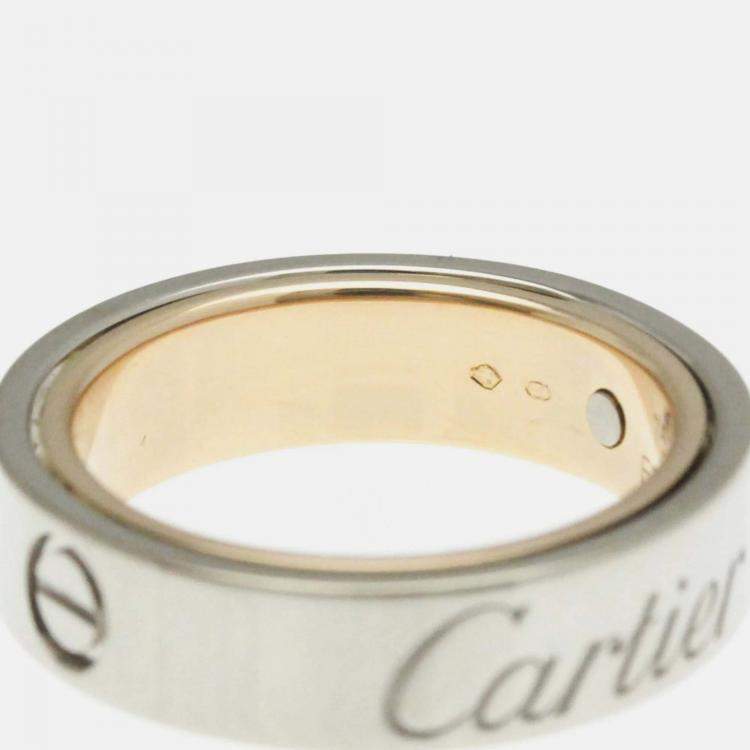 Pre Owned Cartier Love 18K Rose Gold and White Gold Band Ring EU 54