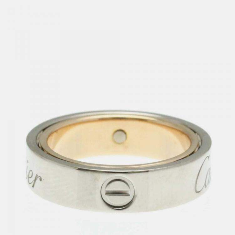 Pre Owned Cartier Love 18K Rose Gold and White Gold Band Ring EU 54