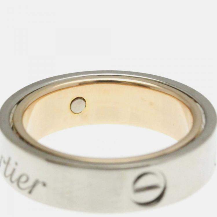 Pre Owned Cartier Love 18K Rose Gold and White Gold Band Ring EU 54