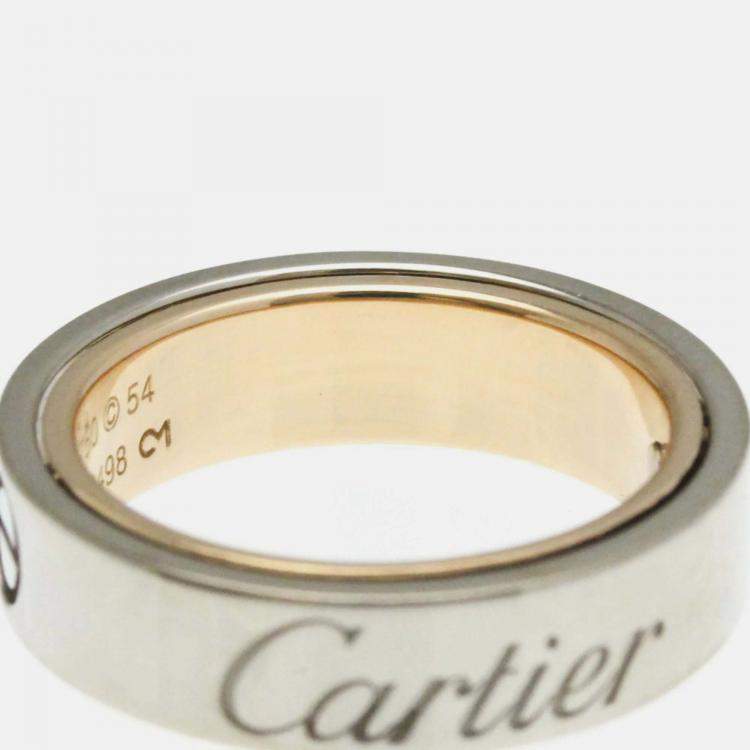 Pre Owned Cartier Love 18K Rose Gold and White Gold Band Ring EU 54
