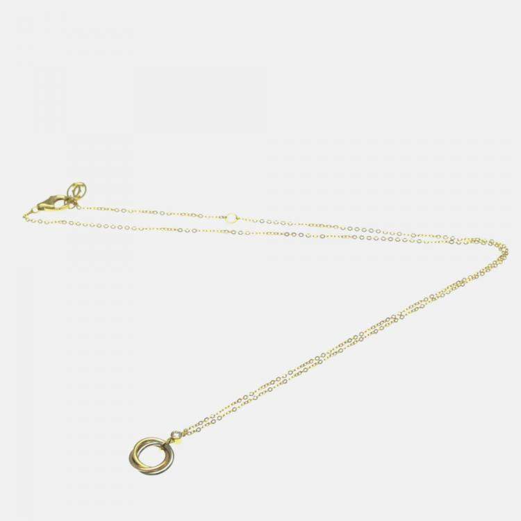 Pre Owned Cartier Trinity 18K Yellow, Rose, White Gold and Diamond Pendant Necklace