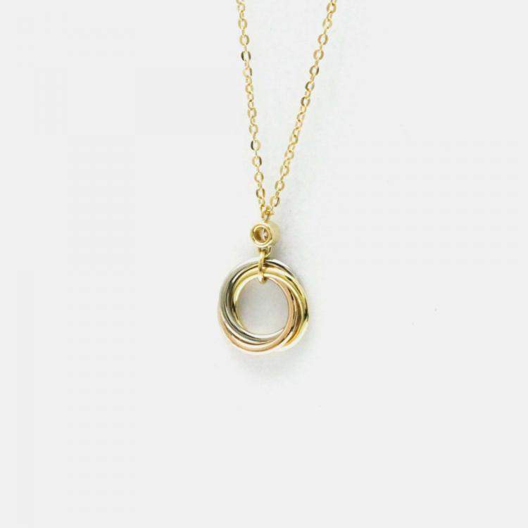 Pre Owned Cartier Trinity 18K Yellow, Rose, White Gold and Diamond Pendant Necklace