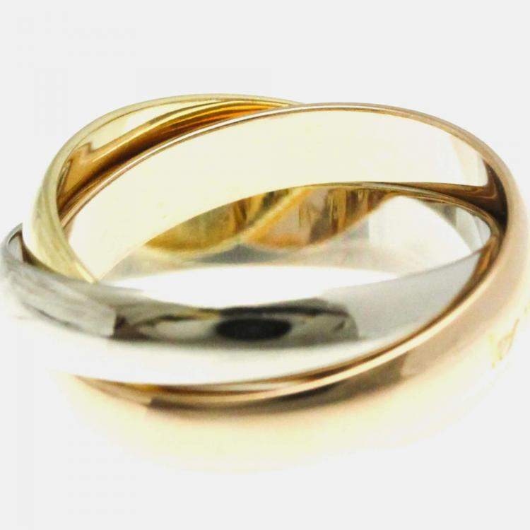 Pre Owned Cartier Trinity 18K Yellow, Rose, White Gold Band Ring EU 50