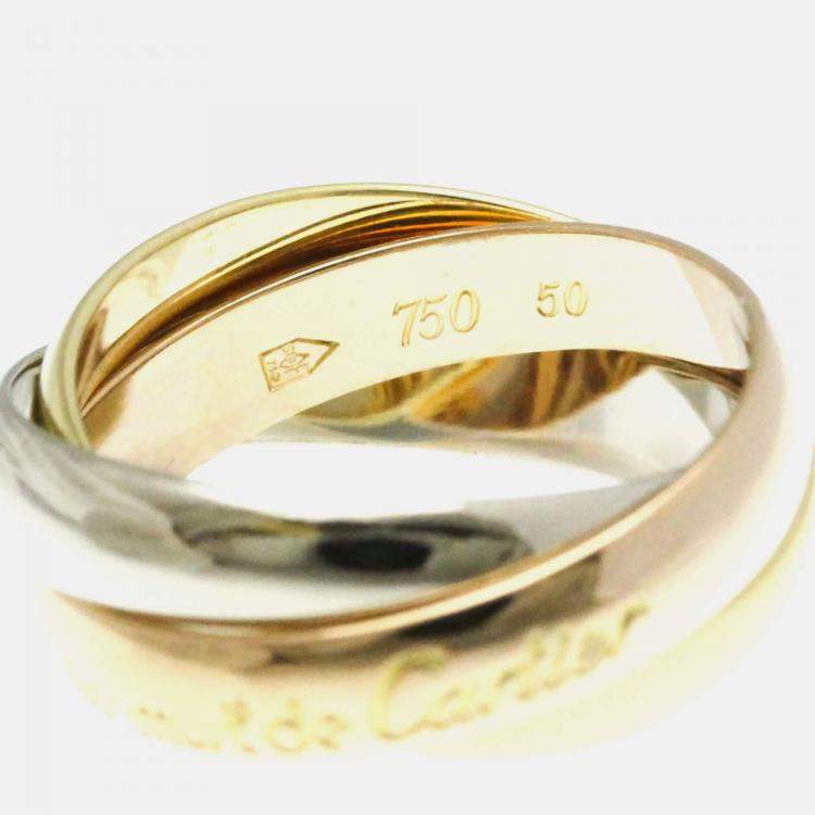 Pre Owned Cartier Trinity 18K Yellow, Rose, White Gold Band Ring EU 50