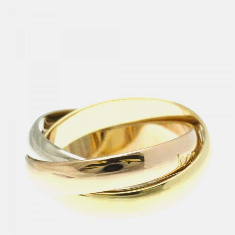 Pre Owned Cartier Trinity 18K Yellow, Rose, White Gold Band Ring EU 50