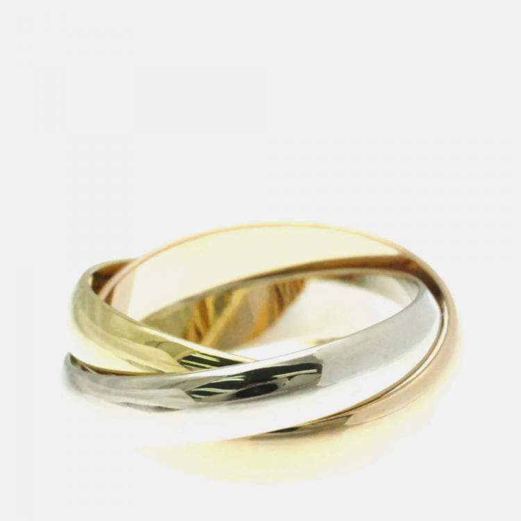 Pre Owned Cartier Trinity 18K Yellow, Rose, White Gold Band Ring EU 50