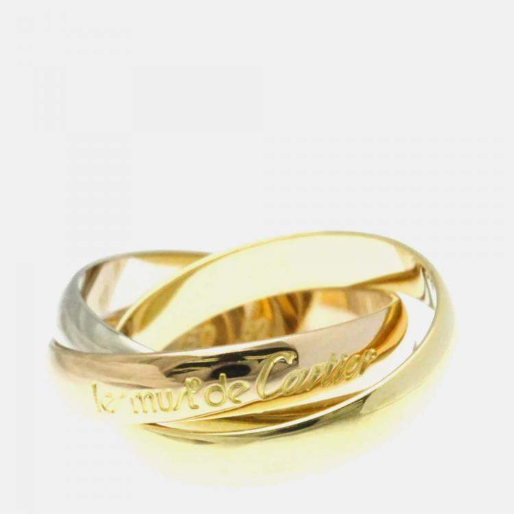 Pre Owned Cartier Trinity 18K Yellow, Rose, White Gold Band Ring EU 50