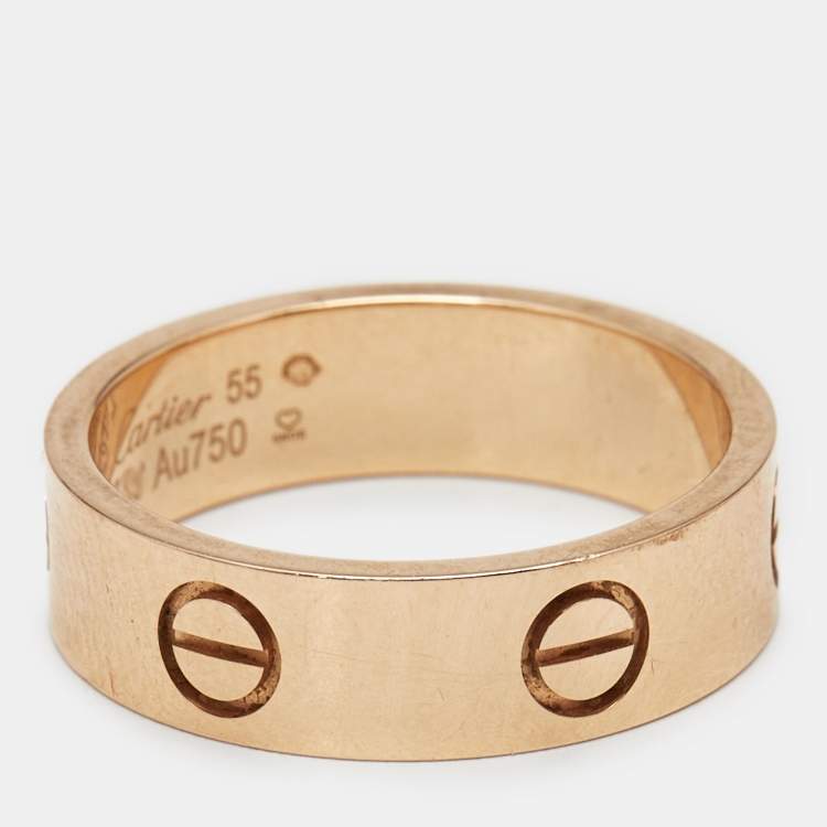 Pre Owned Cartier Love 18k Rose Gold Classic Model Ring Size 55