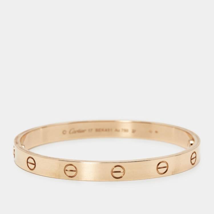 Pre Owned Cartier Love 18k Rose Gold Classic Model Bracelet 17