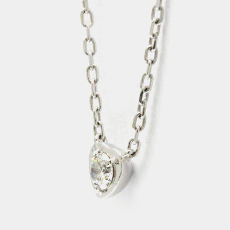 Pre Owned Cartier D'Amour Heart 18K White Gold Diamond Necklace 