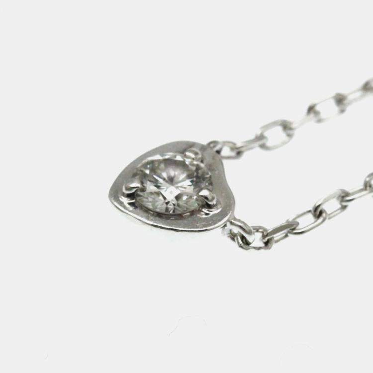 Pre Owned Cartier D'Amour Heart 18K White Gold Diamond Necklace 