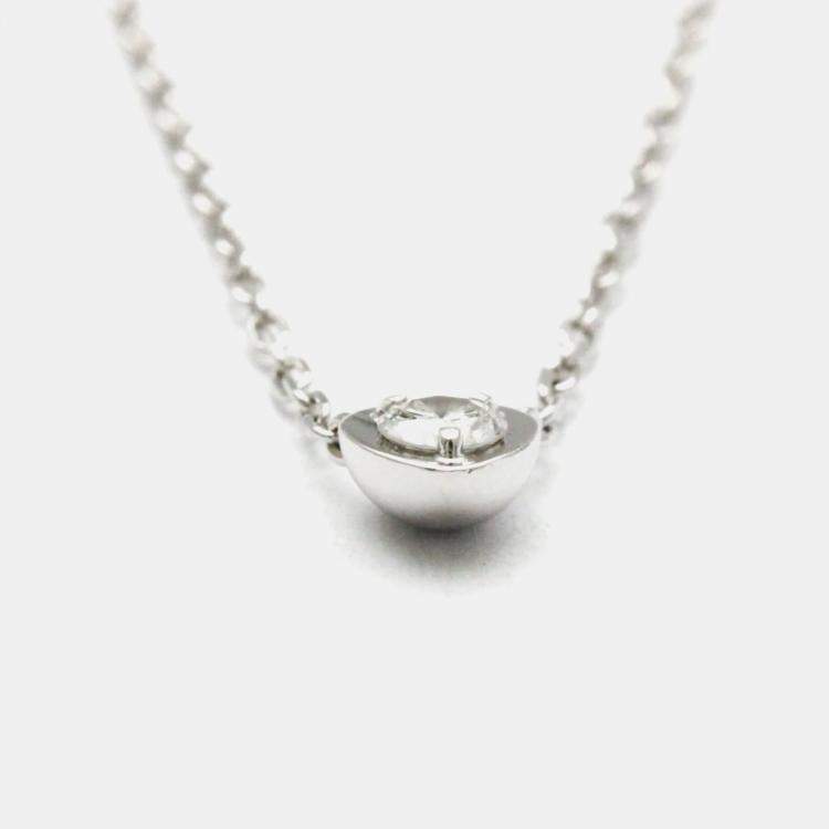Pre Owned Cartier D'Amour Heart 18K White Gold Diamond Necklace 