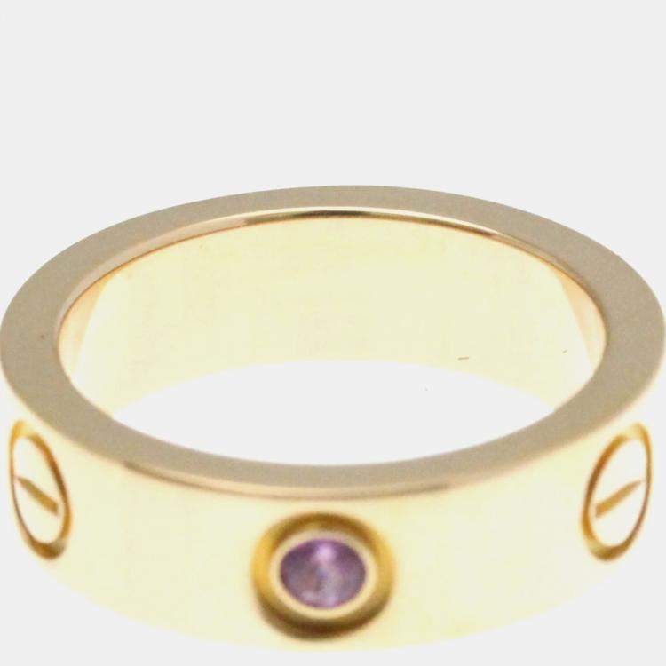مملوكة مسبقًا Cartier Love Pink Sapphire 18K Pink Gold Ring EU 50