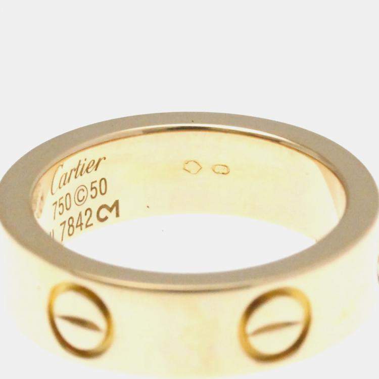 مملوكة مسبقًا Cartier Love Pink Sapphire 18K Pink Gold Ring EU 50