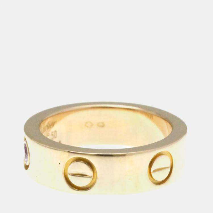 مملوكة مسبقًا Cartier Love Pink Sapphire 18K Pink Gold Ring EU 50
