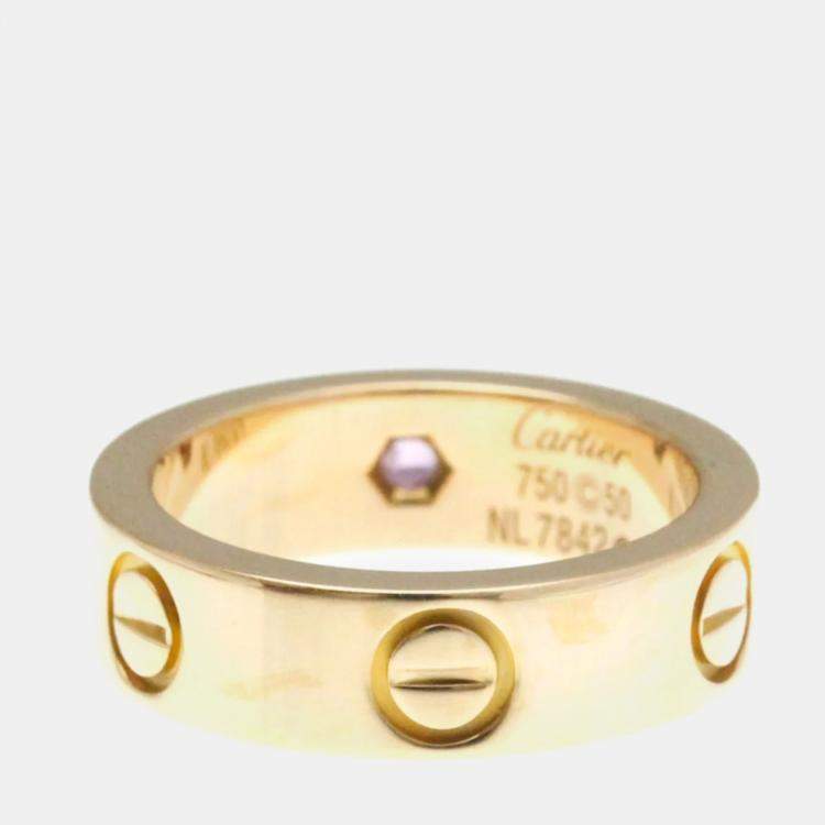 مملوكة مسبقًا Cartier Love Pink Sapphire 18K Pink Gold Ring EU 50