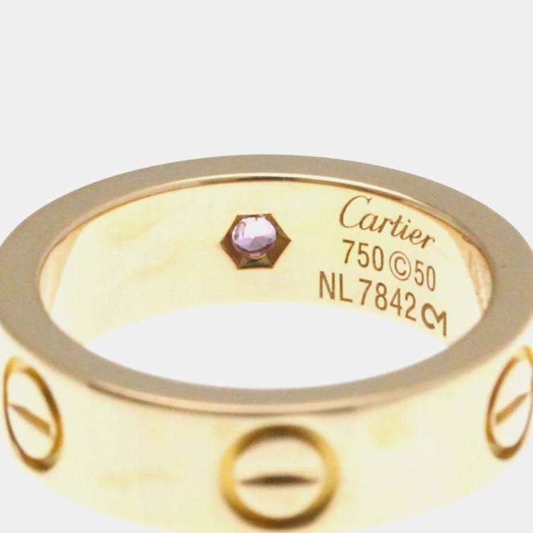مملوكة مسبقًا Cartier Love Pink Sapphire 18K Pink Gold Ring EU 50