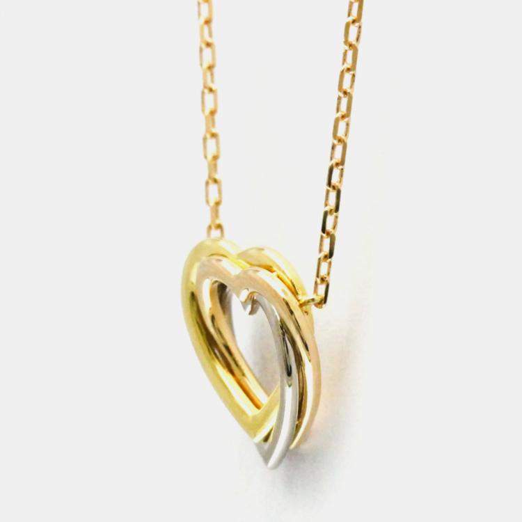Pre Owned Cartier Trinity Heart 18K Yellow, Rose, White Gold Necklace
