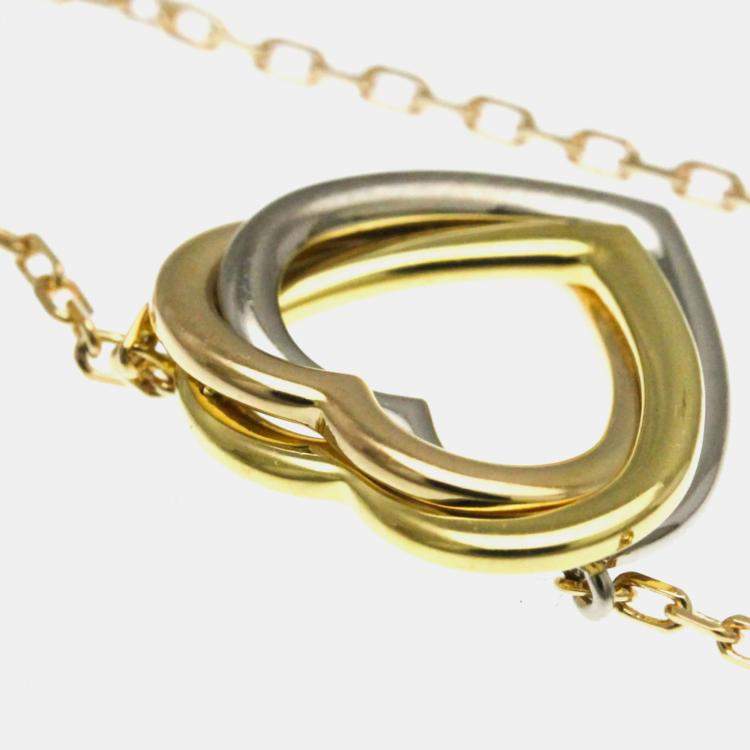 Pre Owned Cartier Trinity Heart 18K Yellow, Rose, White Gold Necklace