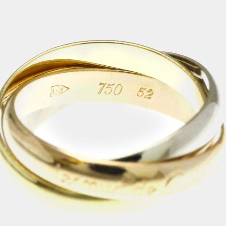 Pre Owned Cartier Trinity 18K Yellow, Rose, White Gold Band Ring 52