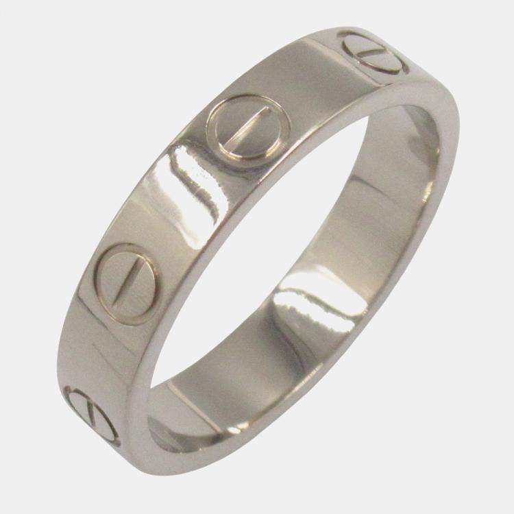Pre Owned Cartier Love 18K White Gold Band Ring EU 48