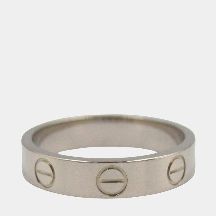 Pre Owned Cartier Love 18K White Gold Band Ring EU 48