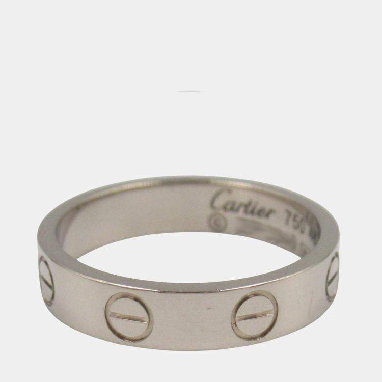 Pre Owned Cartier Love 18K White Gold Band Ring EU 48