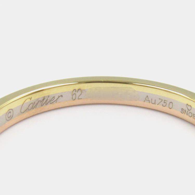 Pre Owned Cartier 18K Rose, White and Yellow Gold Vendome Band Ring EU 62