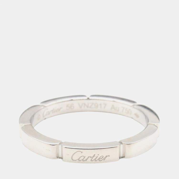 Pre Owned Cartier Maillon Panthere 18K White Gold Band Ring EU 56