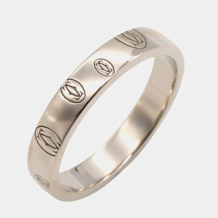 Pre Owned Cartier Happy Birthday 18K White Gold Ring EU 58