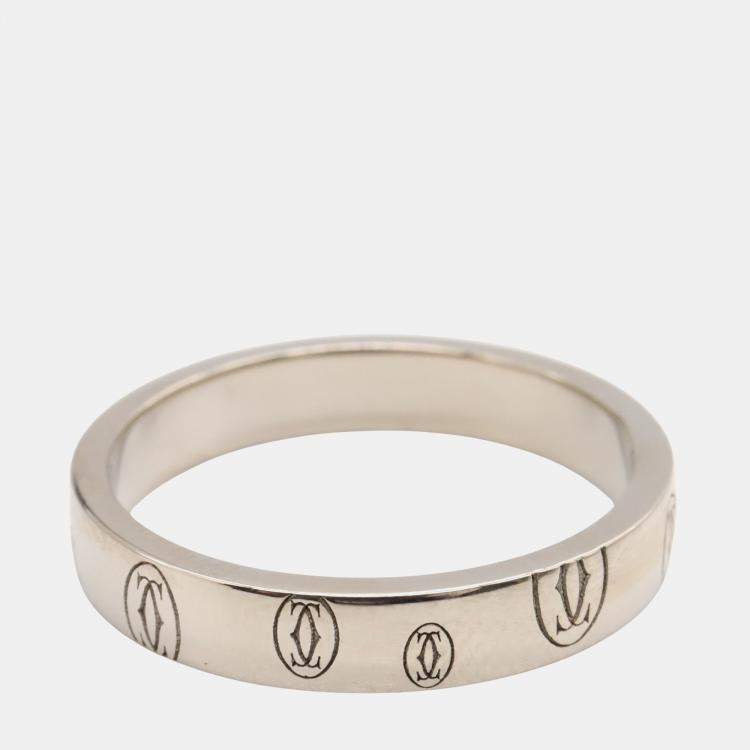 Pre Owned Cartier Happy Birthday 18K White Gold Ring EU 58