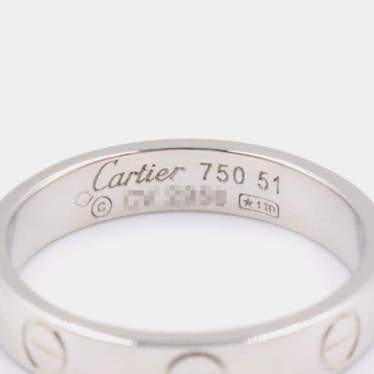 Pre Owned Cartier Love 18K White Gold Band Ring EU 51