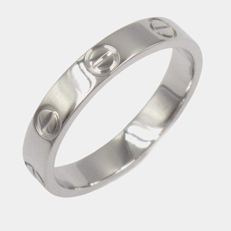 Pre Owned Cartier Love Platinum Band Ring EU 53