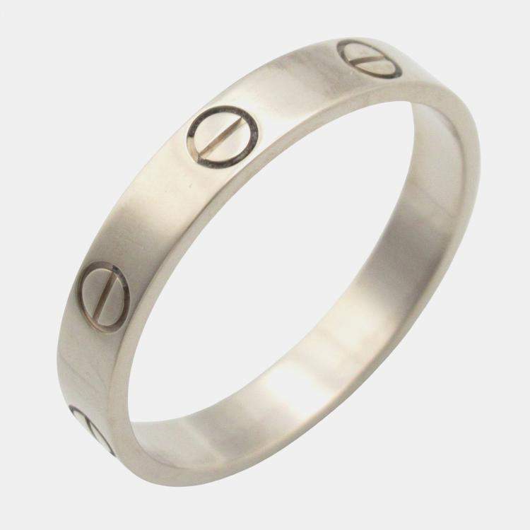 Pre Owned Cartier Love 18K White Gold Band Ring EU 59