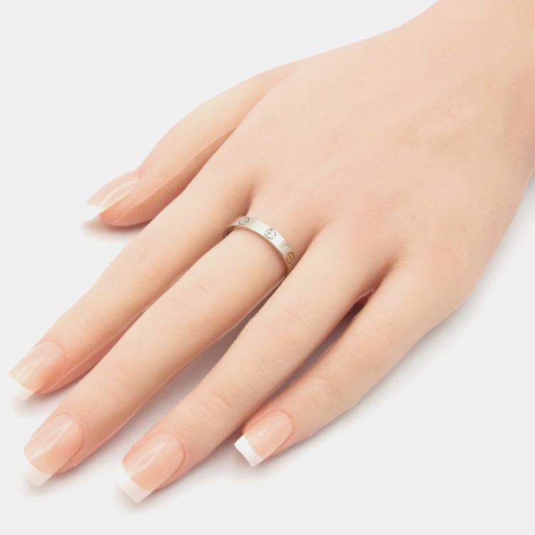 Pre Owned Cartier Love 18K White Gold Band Ring EU 59